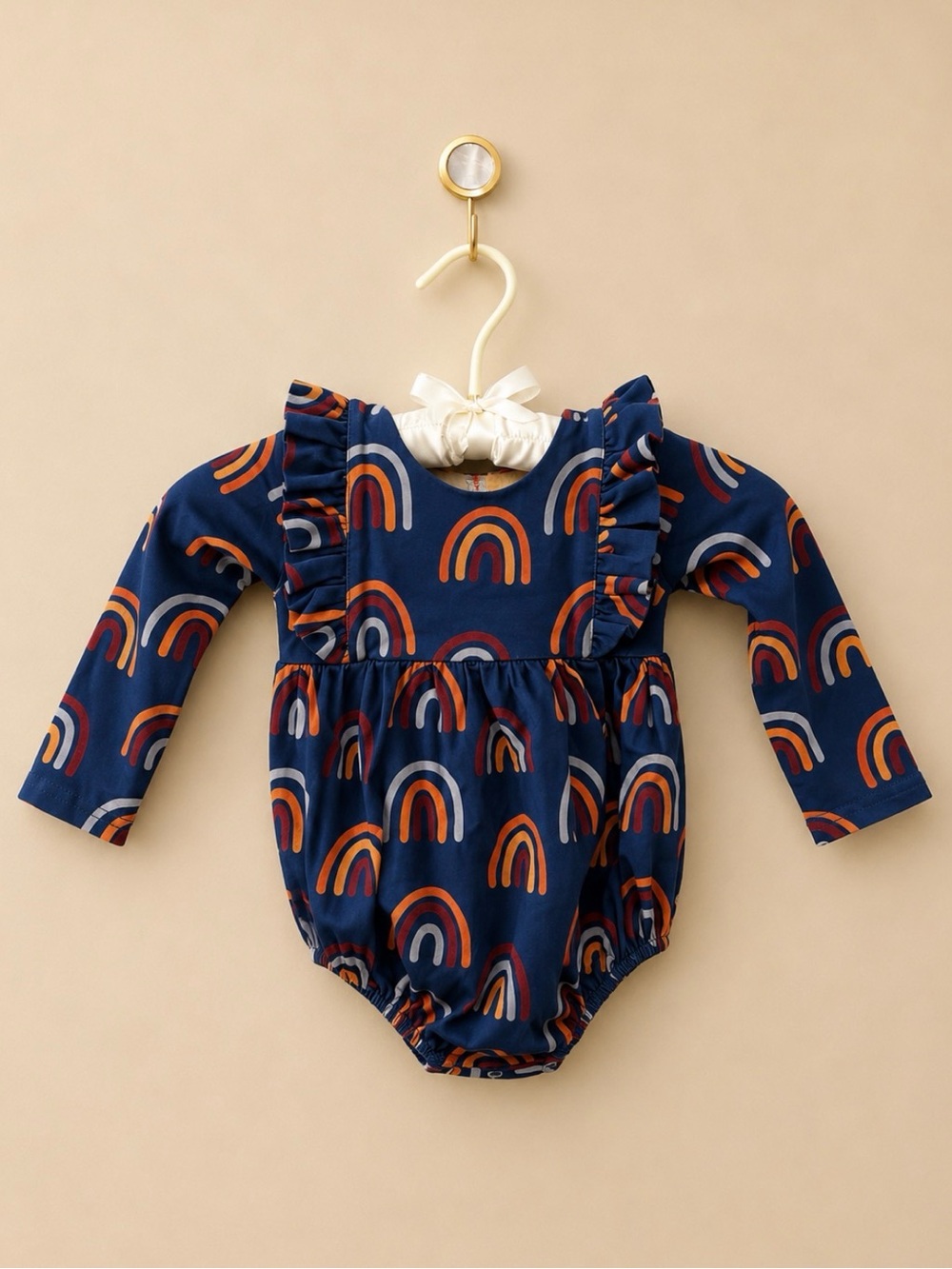Ollie Jay | Navy Long Sleeve Bubble with Rainbow Print
